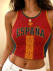 Women's Spain Print Casual Vest