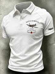 Women's Battle of Britain Printed V-neck off-shoulder short-sleeved T-shirt
