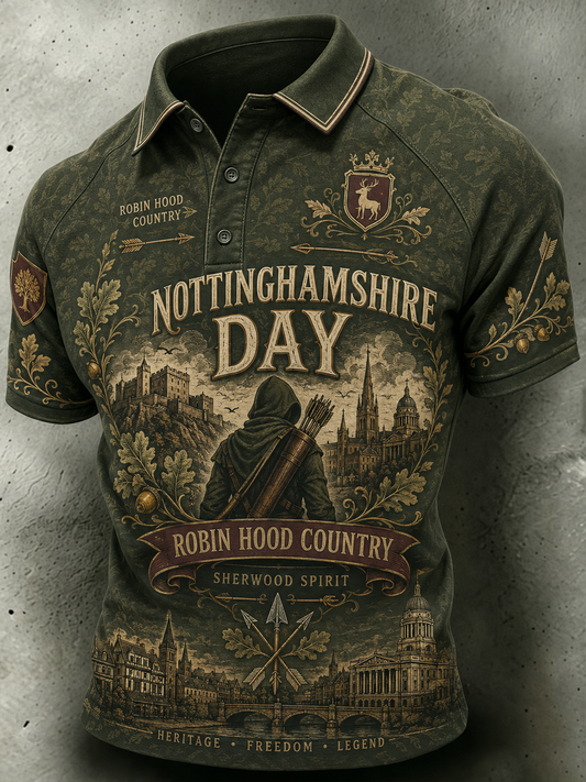 Men's Nottinghamshire Day Robin Hood Art Printed polo shirt