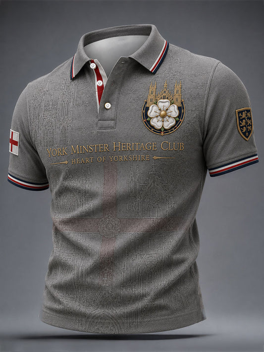 Men's Yorkshire Day White Roses Art Printed Casual Tops