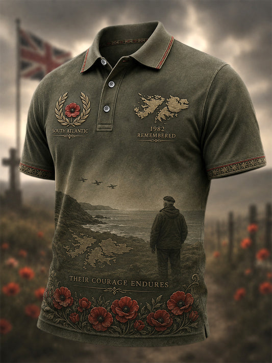Men's British Veterans Memorial Print Casual Polo