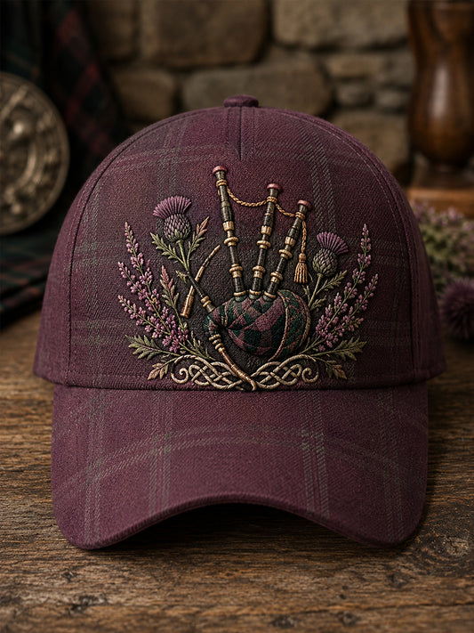 Unisex Scottish Highland Plaid Bagpipes Print Hat