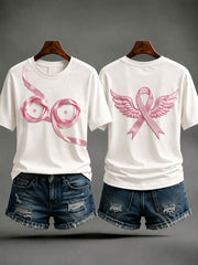 Women's Creative Pink Ribbon Breast Cancer Awareness T-Shirt