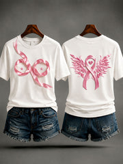 Women's Creative Pink Ribbon Breast Cancer Awareness T-Shirt
