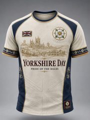 Men's Yorkshire Day White Roses Art Printed short sleeves t-shirt