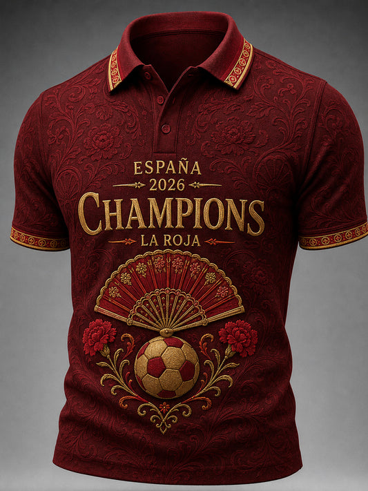 Men's España Champions Gift For Football Fans Print Casual Short Sleeve Top