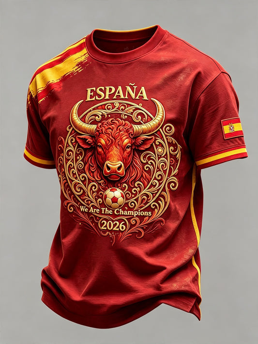 Men's 2026 España Football Fans Casual Short Sleeve T-Shirt