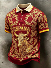 Men's 2026 España Football Fans Leisure Short Sleeve Polo Shirt