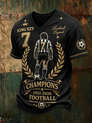 Men's Rip King Kev England Football Lover Printed V-neck T-shirt