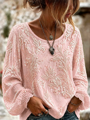 Women's Breast Cancer Cotton-Linen Shirt