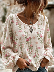 Women's Breast Cancer Cotton-Linen Shirt