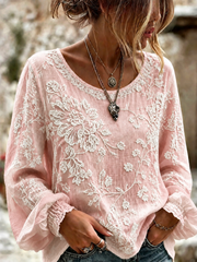 Women's Breast Cancer Cotton-Linen Shirt