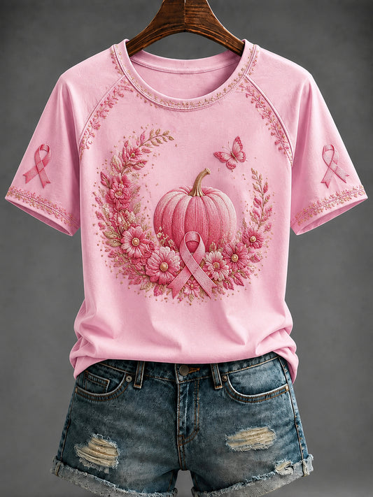Women's Breast Cancer Pink Printed T-shirt