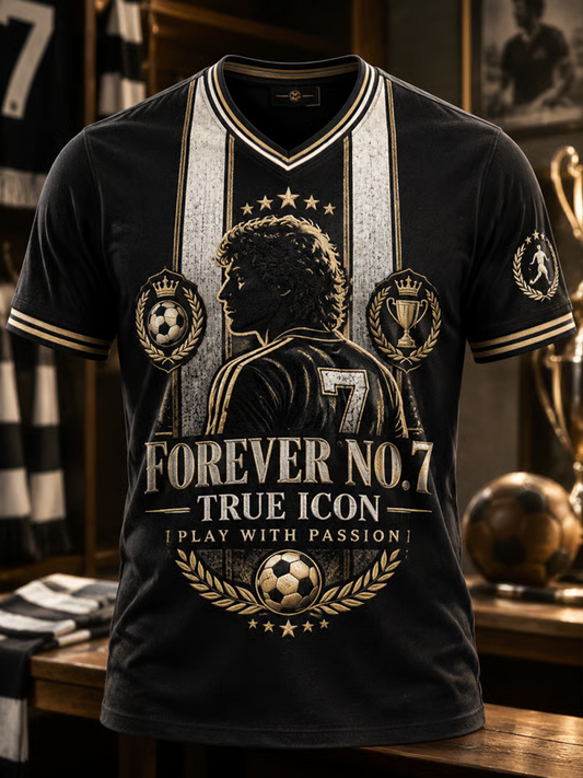 Men's Rip King Kev 7 England Football Lover Printed V-neck T-shirt