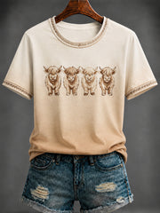 Women's Scottish Highland cattle Printed T-shirt