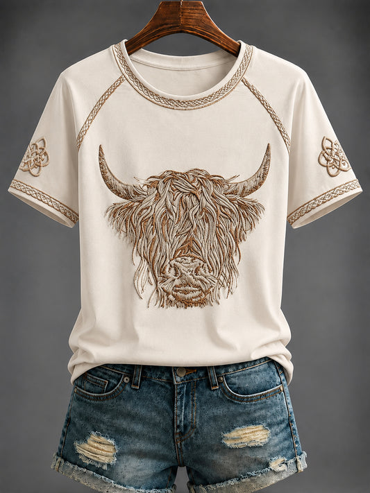 Women's Scottish Highland cattle Printed T-shirt