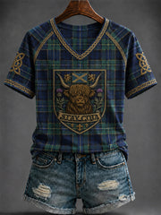 Women's Scottish Highland cattle Printed V-neck T-shirt