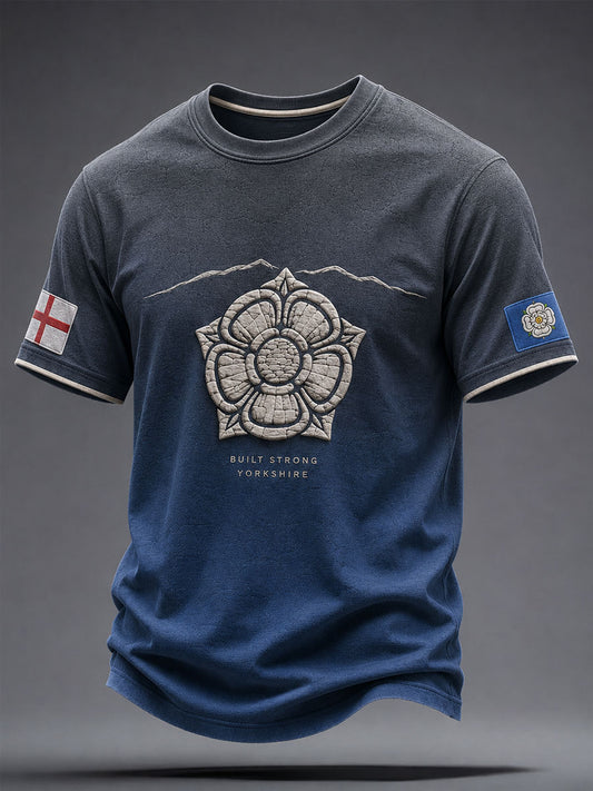 Men's Yorkshire Pride White Roses Art Printed T-shirt