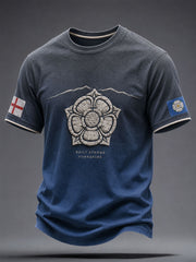 Men's Yorkshire Pride White Roses Art Printed T-shirt