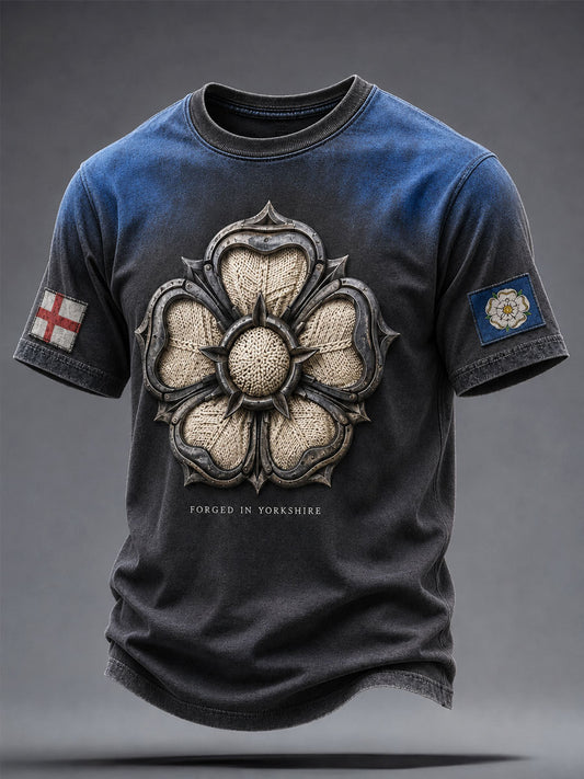 Men's Yorkshire Pride White Roses Art Printed T-shirt