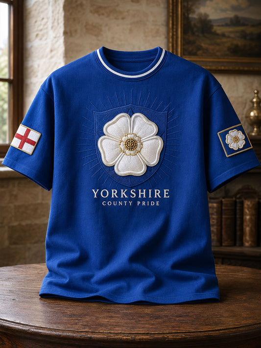 Unisex Yorkshire Pride White Roses Art Printed T-shirt