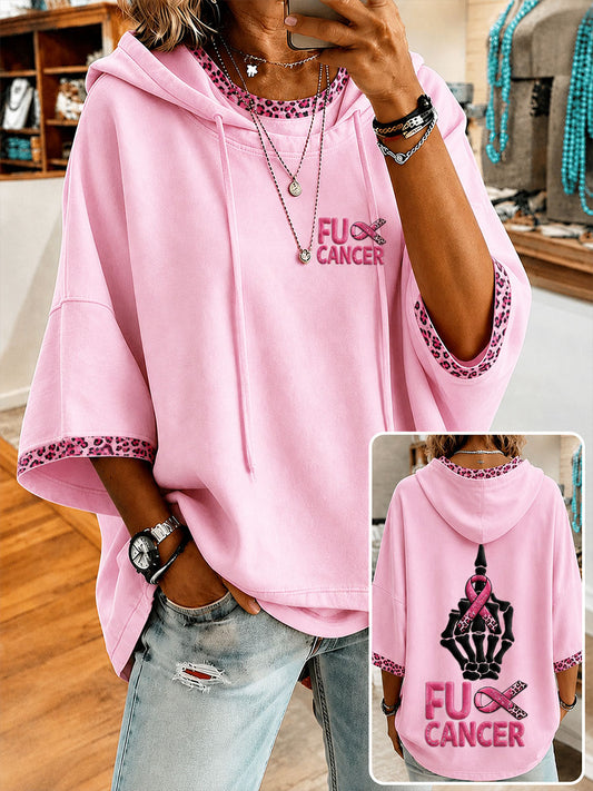 Women's“Fuck Cancer”Pink Ribbon Breast Cancer Awareness Sweatshirt