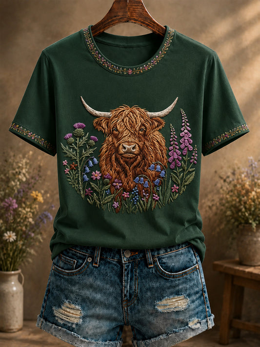 Women's Scottish Highland Cattle Printed T-shirt