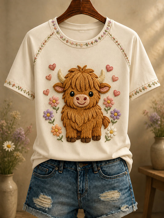 Women's Scottish Highland Cattle Printed T-shirt