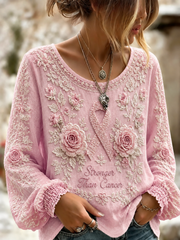 Women's Breast Cancer Cotton-Linen Shirt