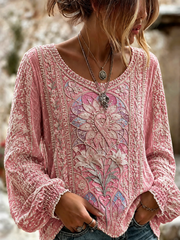Women's Breast Cancer Cotton-Linen Shirt