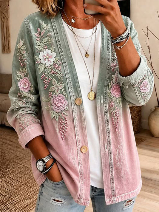 Women's Breast Cancer Awareness Printed Casual Cardigan