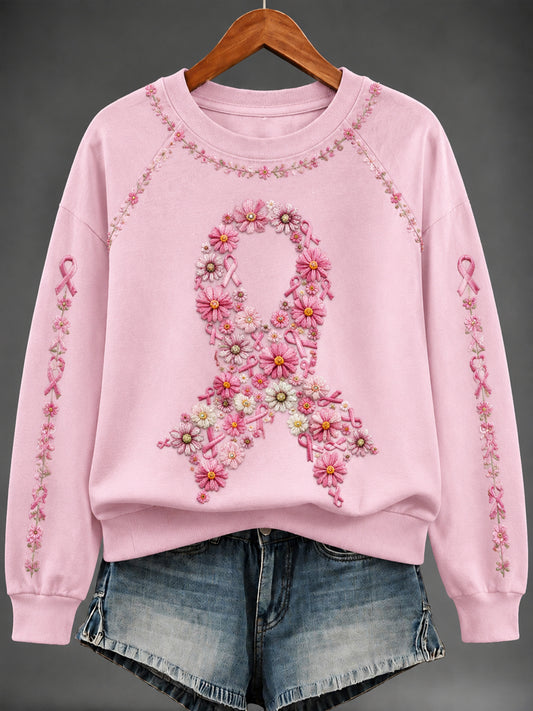 Women's Breast Cancer Print Sweatshirt