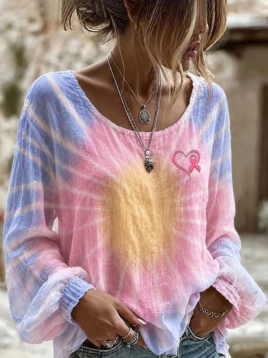 Women's Breast Cancer Awareness Printed Casual Top