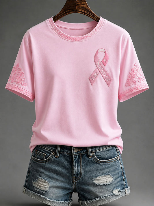 Women's"I'm A Survivor" Breast Cancer Prevention and Awareness Casual T-shirt