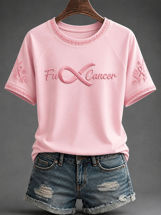 Women's"Fuck Cancer" Breast Cancer Prevention and Awareness Casual T-shirt