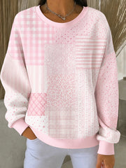 Women's Breast Cancer Pink Flowers Print Casual Sweatshirt