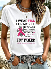 Women's Breast Cancer Awareness Printed Casual T-Shirt