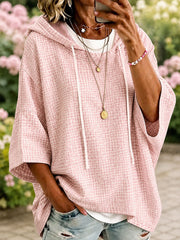 Women's Pink Plaid Print Hoodie