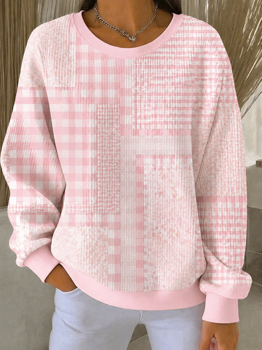 Women's Breast Cancer Pink Flowers Print Casual Sweatshirt