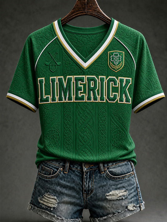 Women's Limerick Hurling Printed V-neck T-shirt