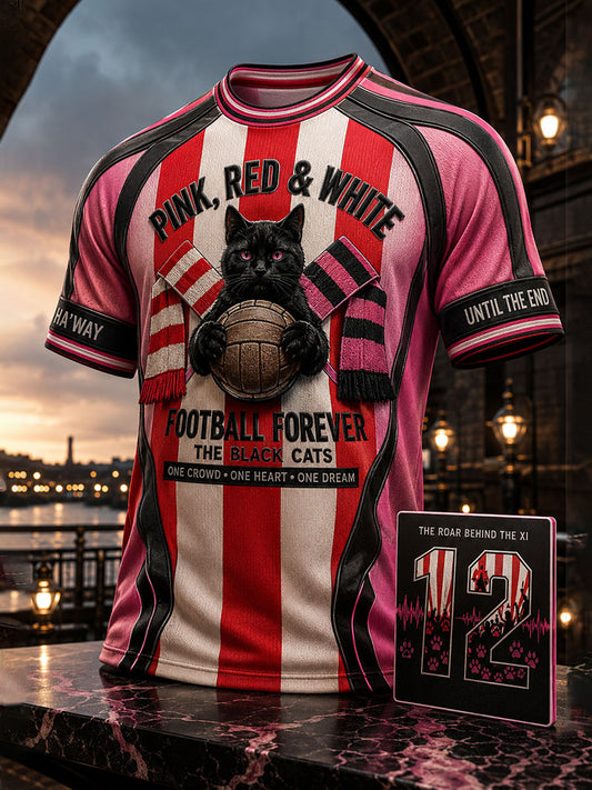 Men's Sunderland Football Lover Black Cats Art Printed T-shirt