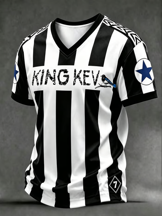 Men's Rip King Kev 7 England Football Lover Printed V-neck T-shirt