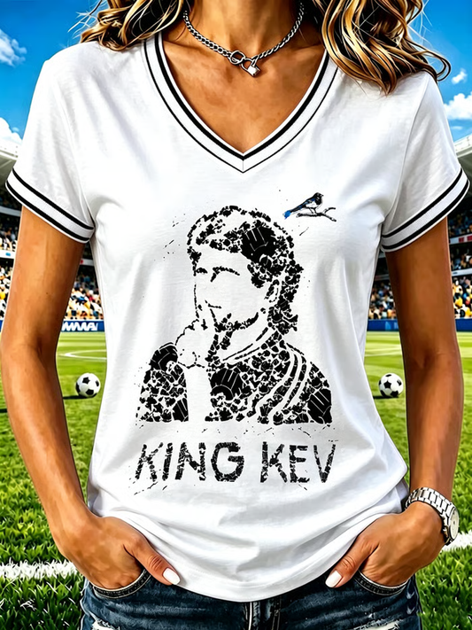Women's Rip King Kev 7 England Football Lover Printed short-sleeved T-shirt