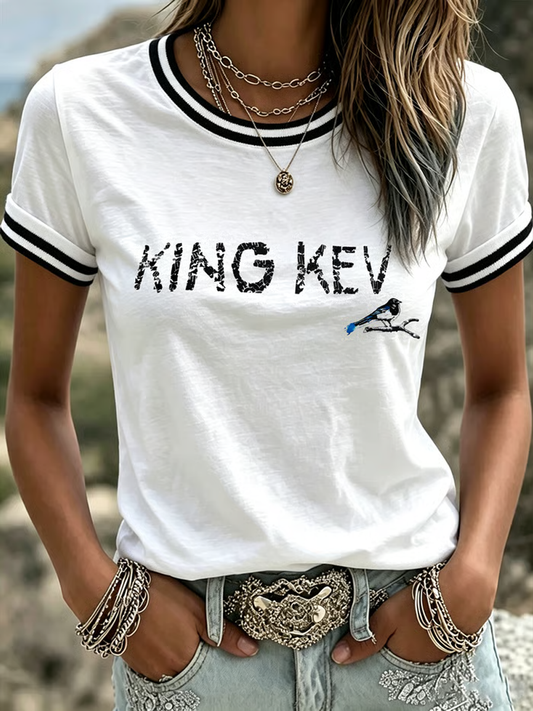 Women's Rip King Kev 7 England Football Lover Printed short-sleeved T-shirt