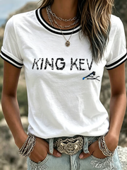 Women's Rip King Kev 7 England Football Lover Printed short-sleeved T-shirt