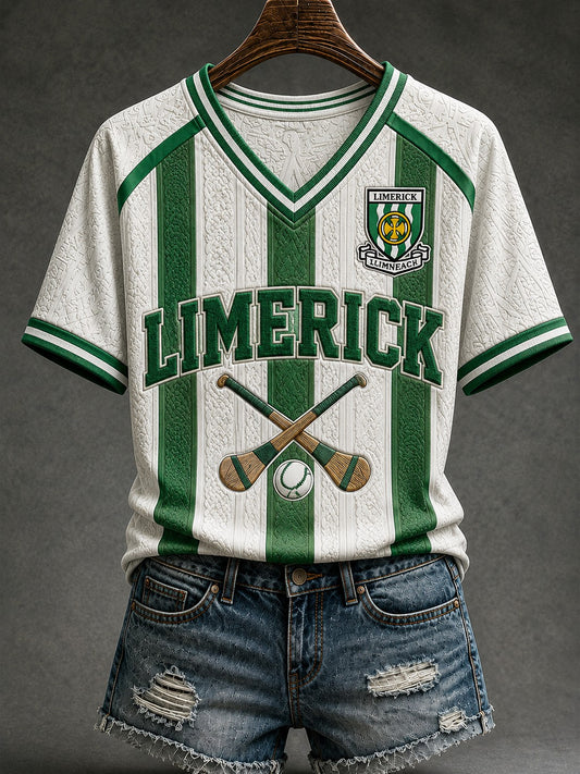 Women's Limerick Hurling Printed V-neck T-shirt