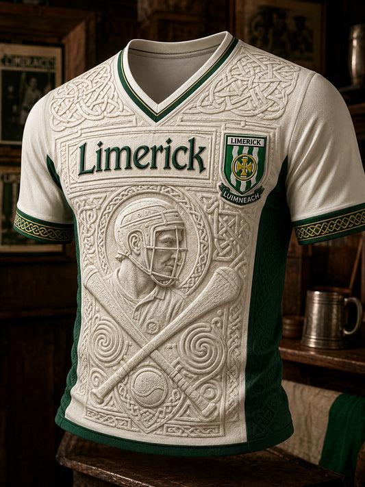 Men's Limerick Hurling Printed V-neck T-shirt
