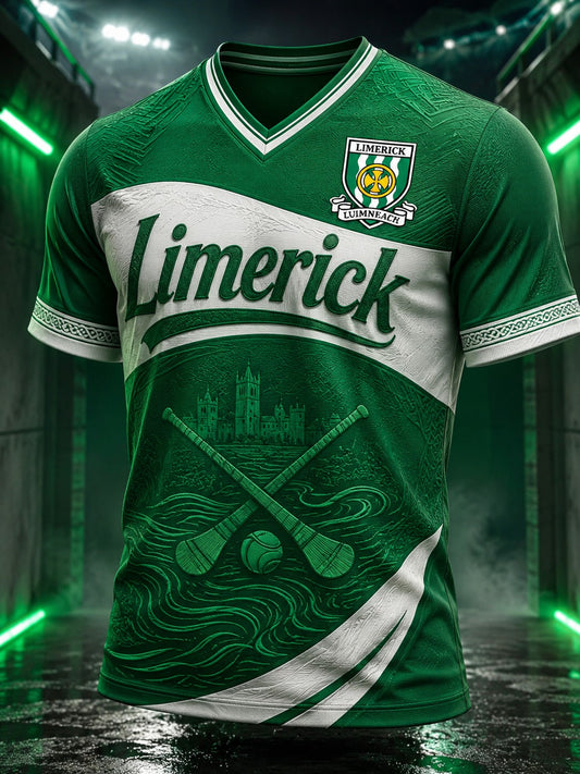 Men's Limerick Hurling Printed V-neck T-shirt