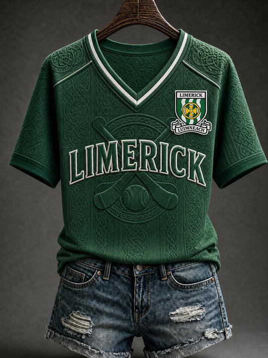 Women's Limerick Hurling Printed V-neck T-shirt