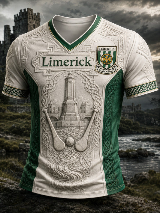 Men's Limerick Hurling Printed V-neck T-shirt